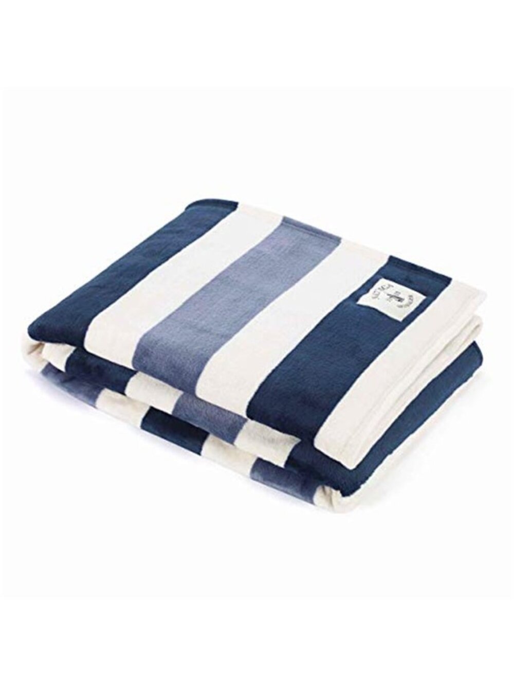 Fleece Throw Blanket 50x60 Soft Plush Couch Sofa Blue White Stripe Cozy Warm